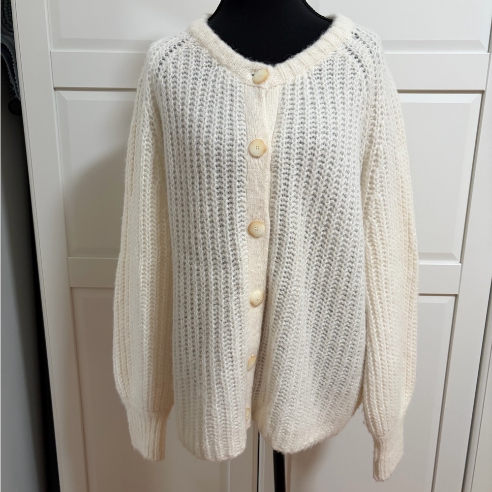 Sezane Cream Knit Women's Cardigan
